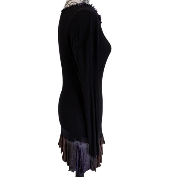 Wool Dress Women Small Witchy Whimsigoth Shabby Fairy French Cold Shoulder Black - Picture 3 of 11